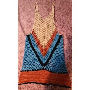 Retro Crocheted Sleeveless Top Overtop Swim Cover